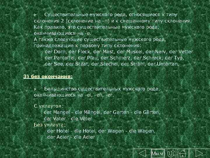 Существительные мужского рода, относящиеся к типу склонения 2 (склонение на -n) и к смешанному