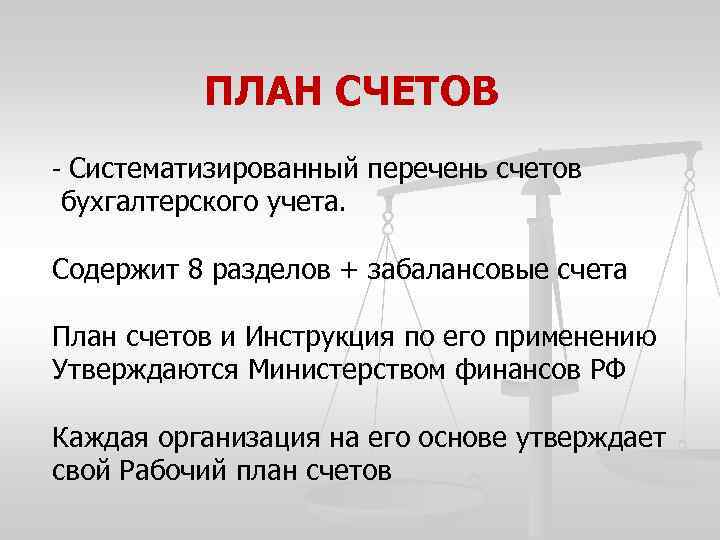 План счетов забалансовые счета