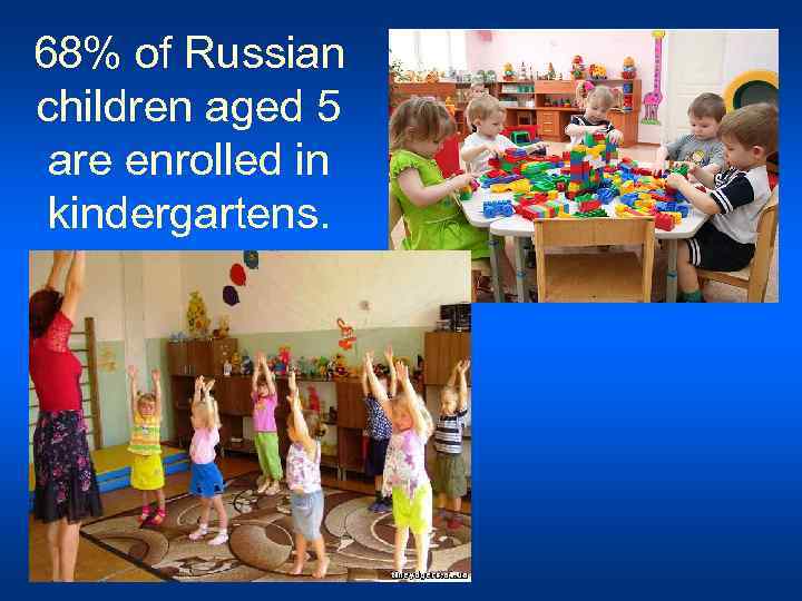 68% of Russian children aged 5 are enrolled in kindergartens. 