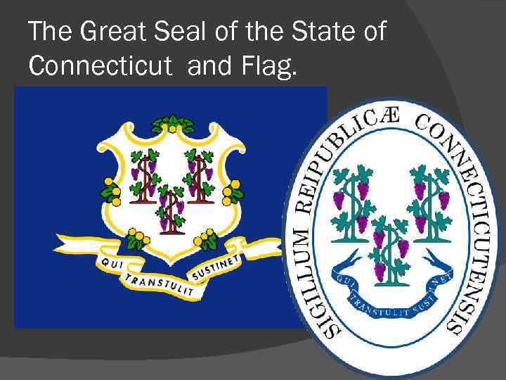 The Great Seal of the State of Connecticut and Flag. 