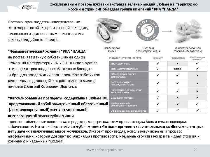 Эксклюзивным правом поставки экстракта зеленых мидий Biolane на территорию России и стран СНГ обладает