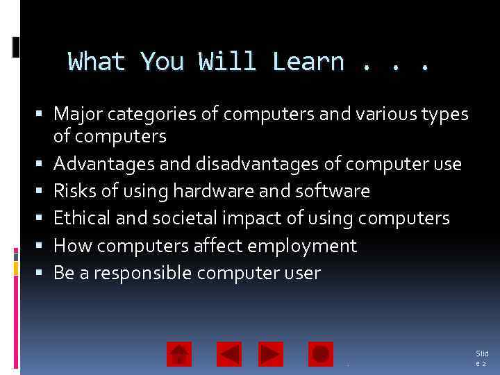 What You Will Learn. . . Major categories of computers and various types of