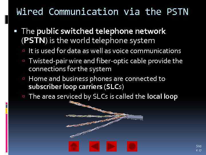 Wired Communication via the PSTN The public switched telephone network (PSTN) is the world