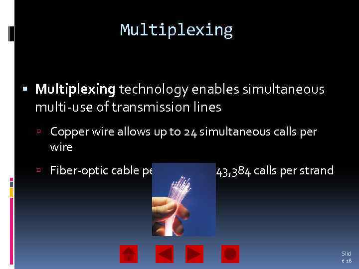 Multiplexing technology enables simultaneous multi-use of transmission lines Copper wire allows up to 24