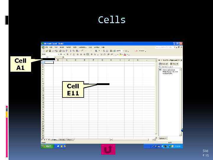 Cells Cell A 1 Cell E 11 Slid e 25 