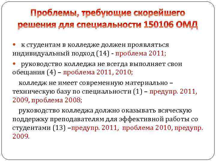  к студентам в колледже должен проявляться индивидуальный подход (14) - проблема 2011; руководство