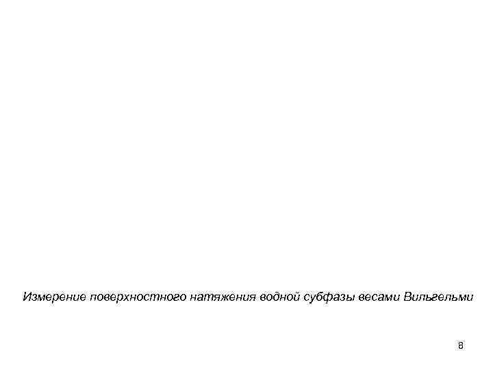 Измерение поверхностного натяжения водной субфазы весами Вильгельми 8 