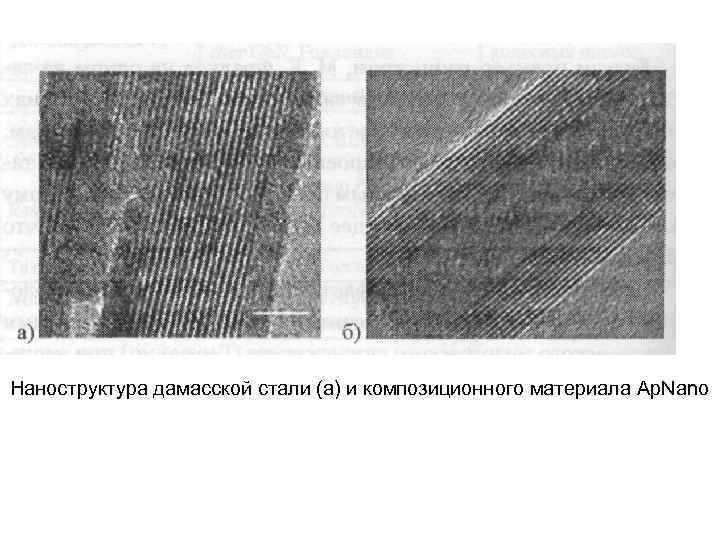Наноструктура дамасской стали (а) и композиционного материала Ap. Nano 
