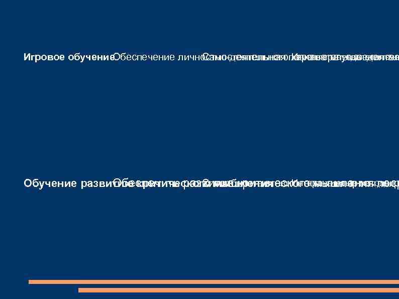 Игровые методы деятел Игровое обучение Обеспечение личностно-деятельногопознавательная вовлече Самостоятельная характера усвоения зна Интерактивные методы
