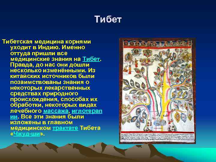 Тибетская медицина корнями уходит в Индию. Именно оттуда пришли все медицинские знания на Тибет.