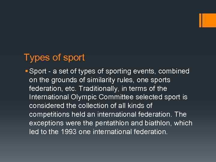 Types of sport § Sport - a set of types of sporting events, combined