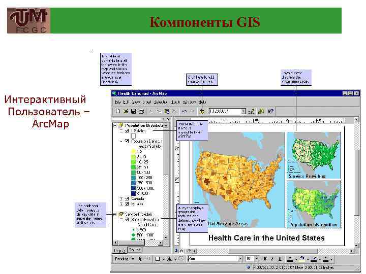 Компоненты GIS Интерактивный Пользователь – Arc. Map 47 