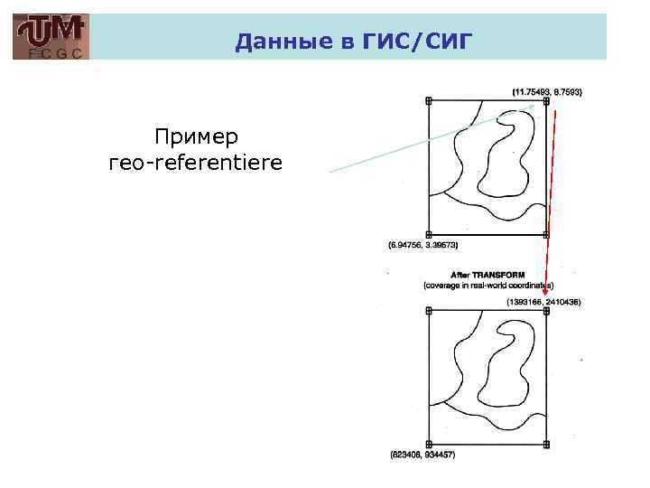 Данные в ГИС/СИГ Пример гео-referentiere 