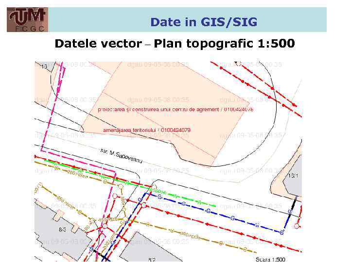 Date in GIS/SIG Datele vector – Plan topografic 1: 500 