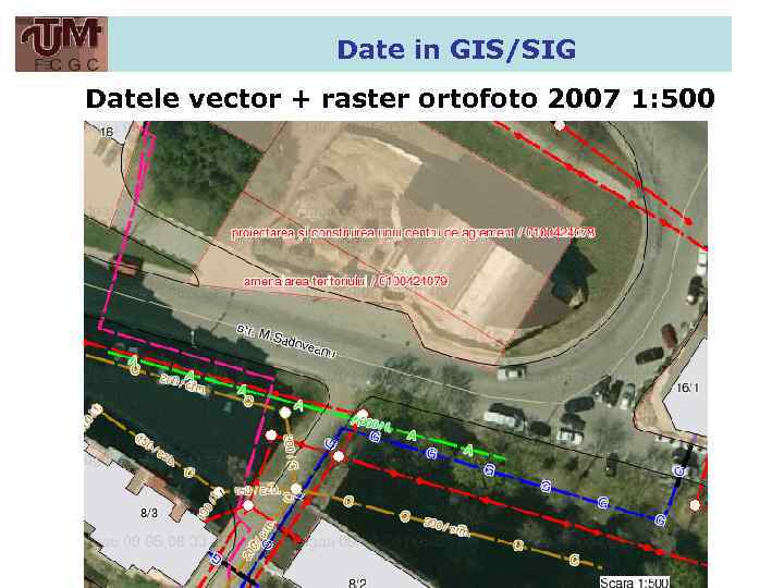 Date in GIS/SIG Datele vector + raster ortofoto 2007 1: 500 