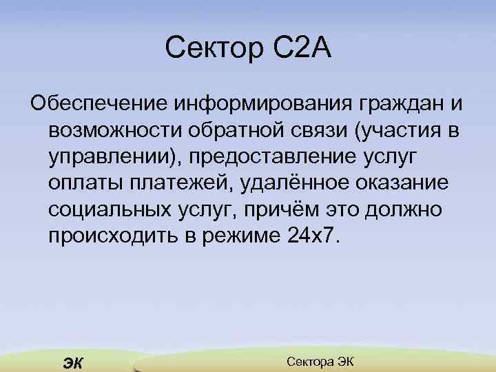 Сектор C 2 A Обеспечение информирования граждан и возможности обратной связи (участия в управлении),