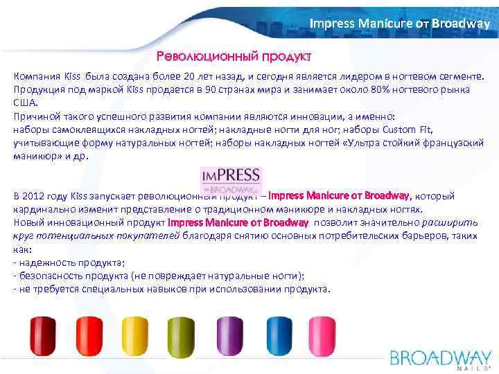 OOO Amaryllis Russia Impress Manicure от Broadway Революционный продукт Компания Kiss была создана более
