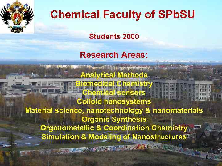 Chemical Faculty of SPb. SU Students 2000 Research Areas: Analytical Methods Biomedical Chemistry Chemical