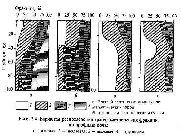 а - Элювий плотных осадочных или магматических пород б – озерные и речные пески