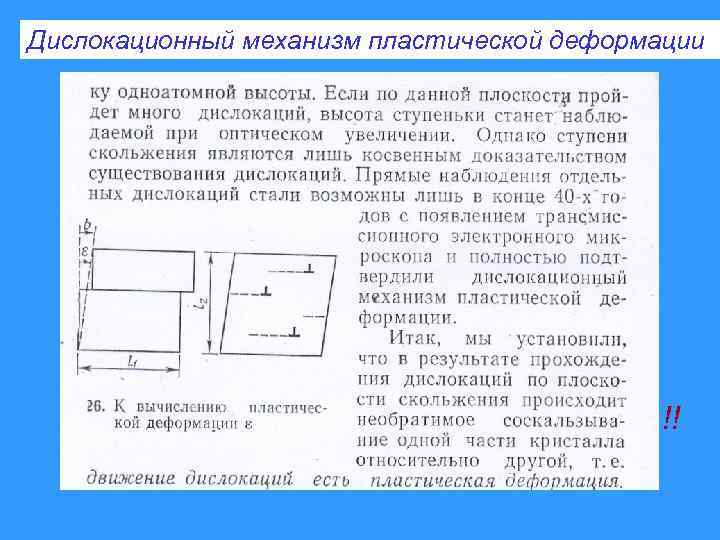 Дислокационный механизм пластической деформации !! 