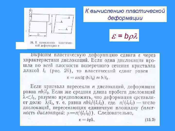 К вычислению пластической деформации = b 