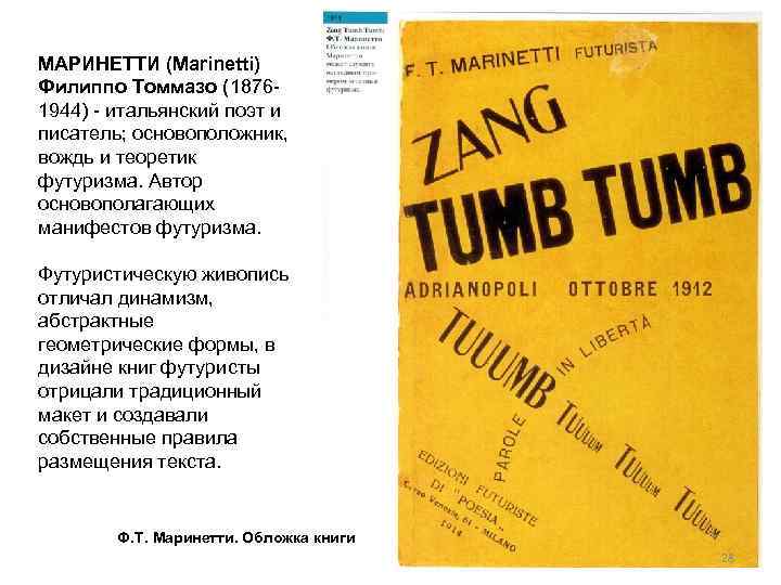 МАРИНЕТТИ (Marinetti) Филиппо Томмазо (18761944) - итальянский поэт и писатель; основоположник, вождь и теоретик