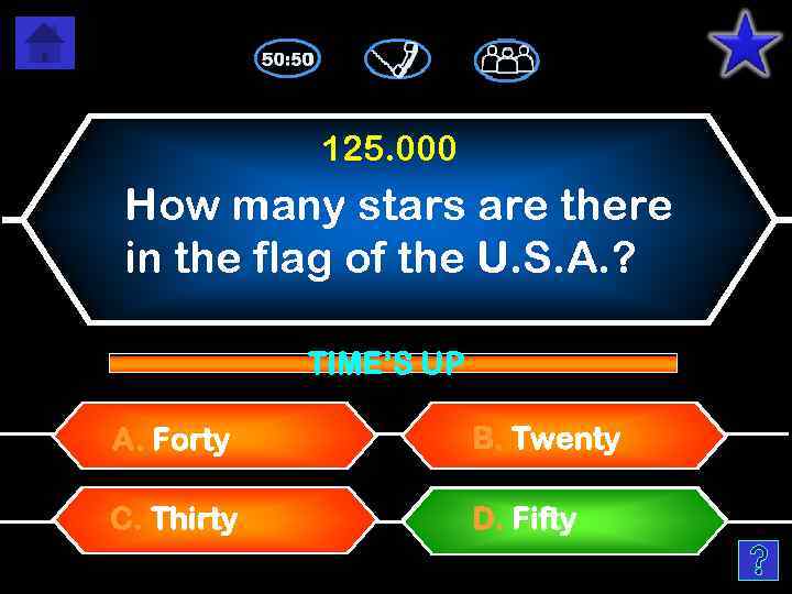 125. 000 How many stars are there in the flag of the U. S.