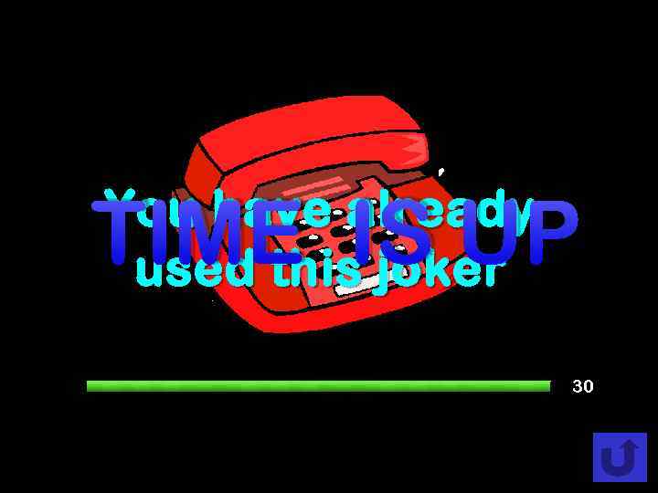 TIME IS UP You have already used this joker 30 29 28 27 26