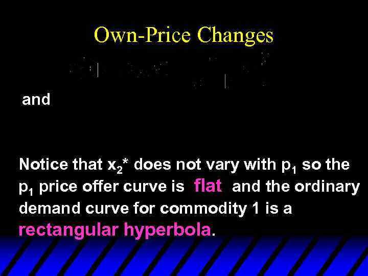 Own-Price Changes and Notice that x 2* does not vary with p 1 so