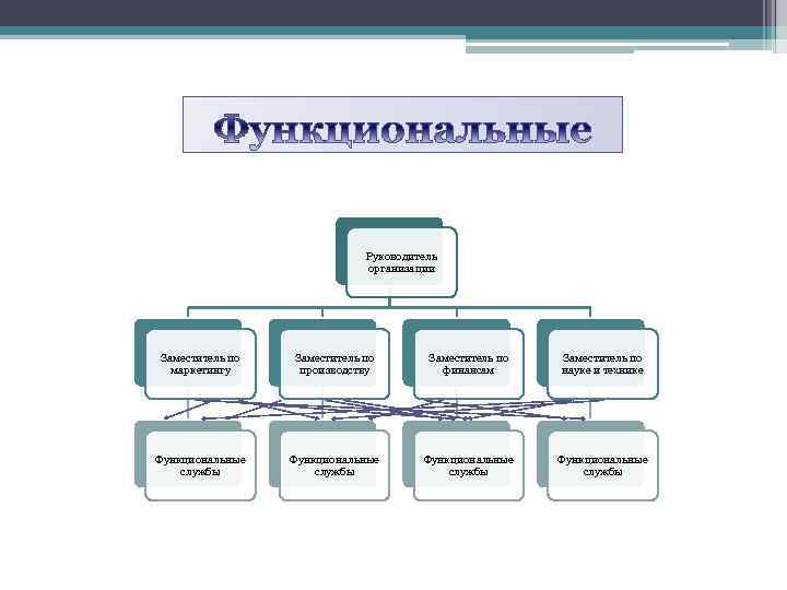 Руководитель организации Заместитель по маркетингу Заместитель по производству Заместитель по финансам Заместитель по науке