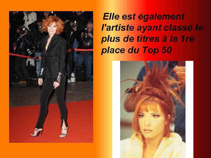 Elle est également l'artiste ayant classé le plus de titres à la 1 re