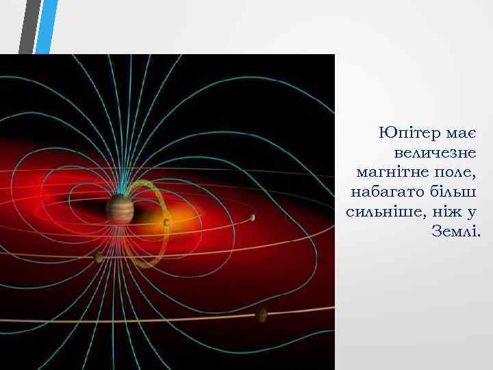 Юпітер має величезне магнітне поле, набагато більш сильніше, ніж у Землі. 
