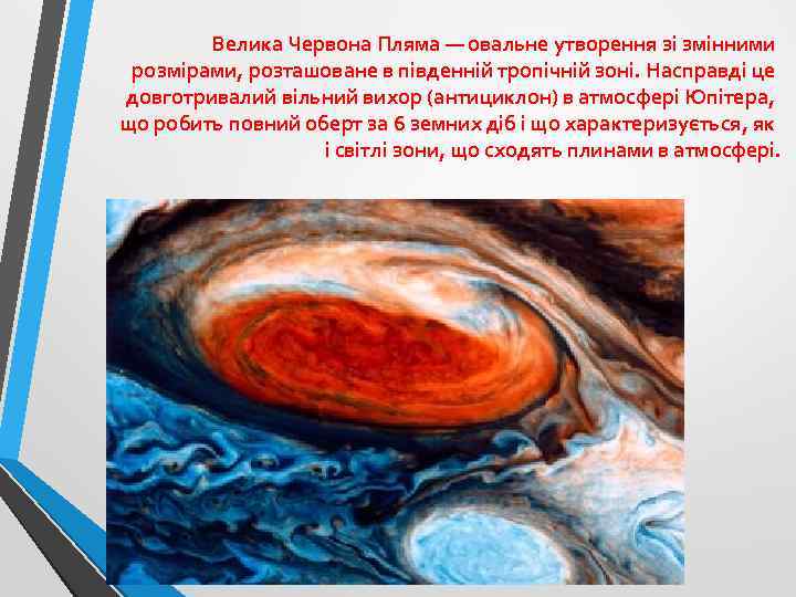 Велика Червона Пляма — овальне утворення зі змінними розмірами, розташоване в південній тропічній зоні.