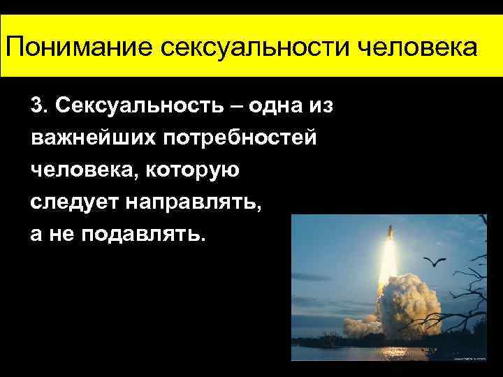 Понимание сексуальности человека 3. Сексуальность – одна из важнейших потребностей человека, которую следует направлять,