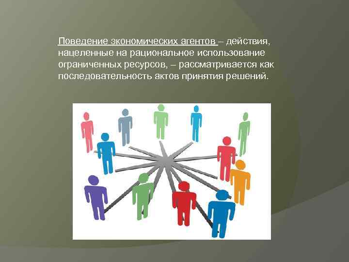 Поведение экономических агентов – действия, нацеленные на рациональное использование ограниченных ресурсов, – рассматривается как