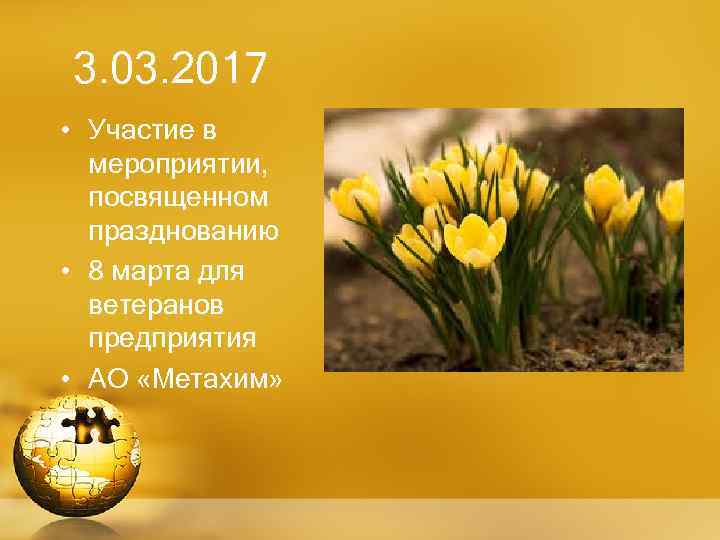 3. 03. 2017 • Участие в мероприятии, посвященном празднованию • 8 марта для ветеранов