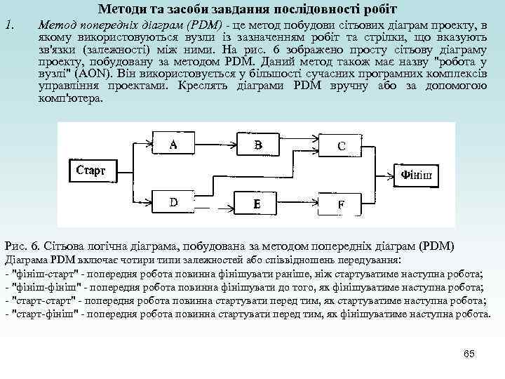 Методи та засоби завдання послідовності робіт 1. Метод попередніх діаграм (PDM) - це метод
