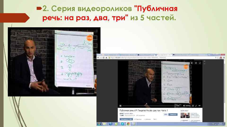  2. Серия видеороликов "Публичная речь: на раз, два, три" из 5 частей. 