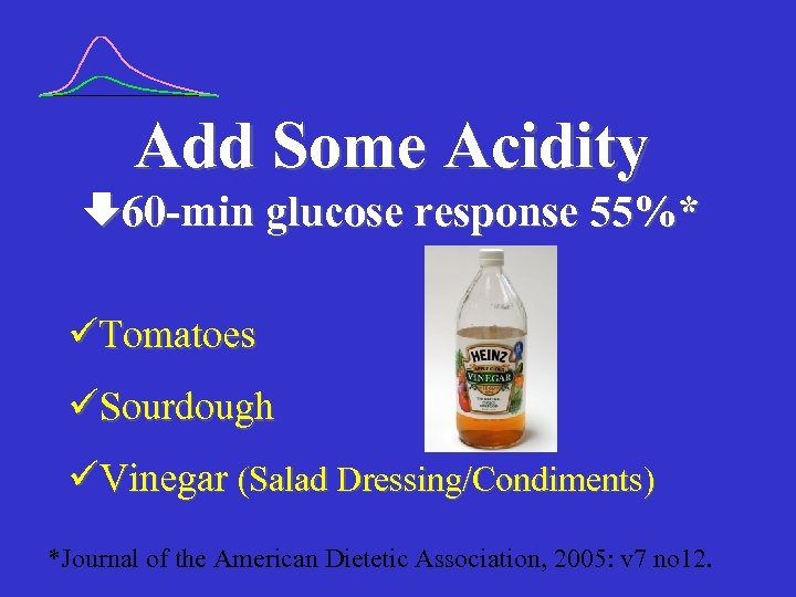 Add Some Acidity 60 -min glucose response 55%* Tomatoes Sourdough Vinegar (Salad Dressing/Condiments) *Journal