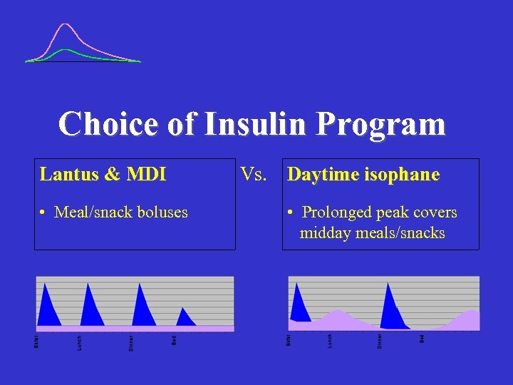 Choice of Insulin Program Lantus & MDI • Meal/snack boluses Vs. Daytime isophane •