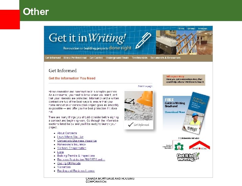 Other CANADA MORTGAGE AND HOUSING CORPORATION 