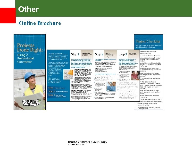 Other Online Brochure CANADA MORTGAGE AND HOUSING CORPORATION 