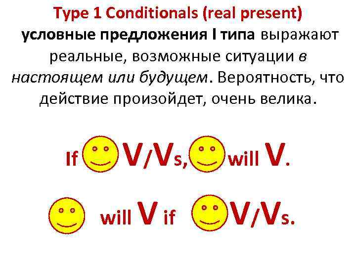 Real presents. Условные 1 типа. Type 1 real present предложение. Real present предложение.