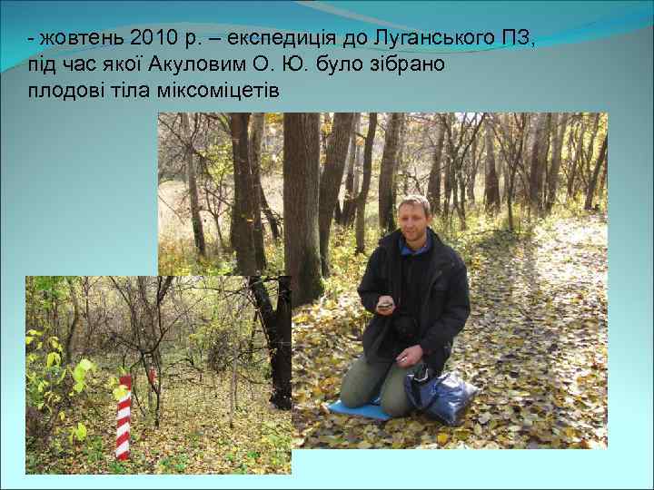 - жовтень 2010 р. – експедиція до Луганського ПЗ, під час якої Акуловим О.