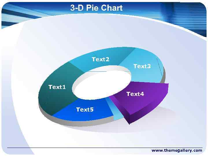 3 -D Pie Chart Text 2 Text 3 Text 1 Text 4 Text 5
