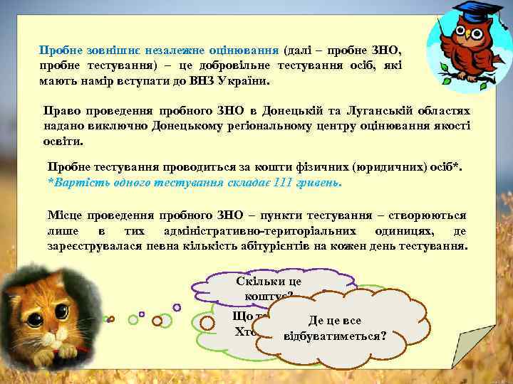 Пробне зовнішнє незалежне оцінювання (далі – пробне ЗНО, пробне тестування) – це добровільне тестування