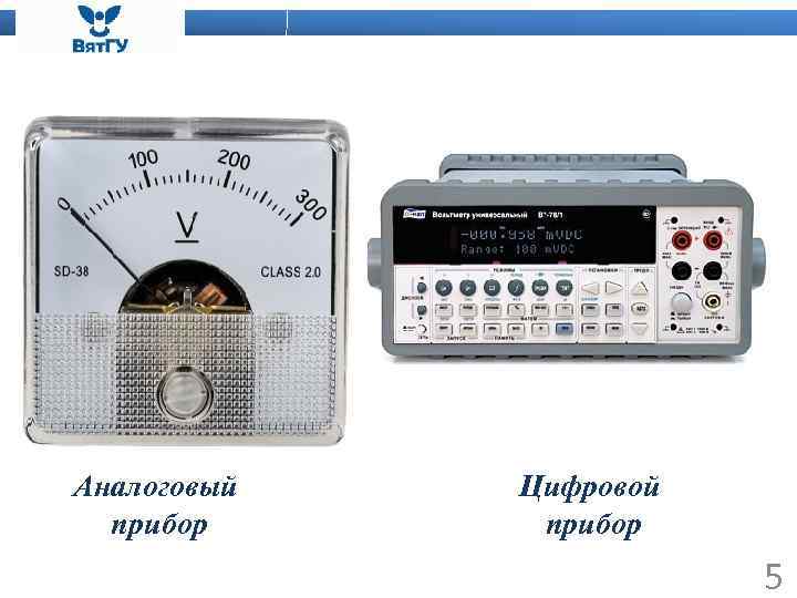 Аналоговый прибор Цифровой прибор 5 
