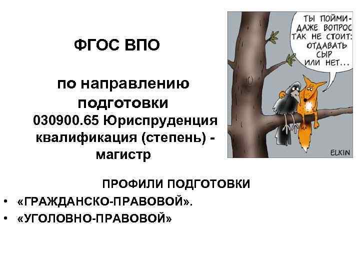 ФГОС ВПО по направлению подготовки 030900. 65 Юриспруденция квалификация (степень) - магистр ПРОФИЛИ ПОДГОТОВКИ