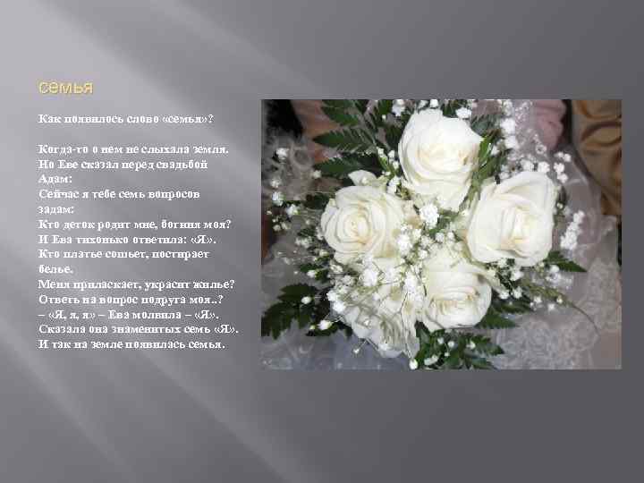 семья Как появилось слово «семья» ? Когда-то о нем не слыхала земля. Но Еве