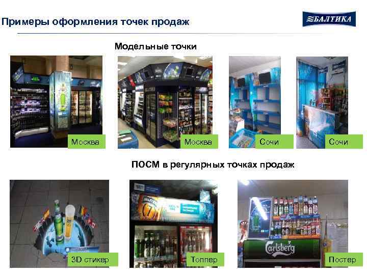 Примеры оформления точек продаж Модельные точки Москва Сочи ПОСМ в регулярных точках продаж 3